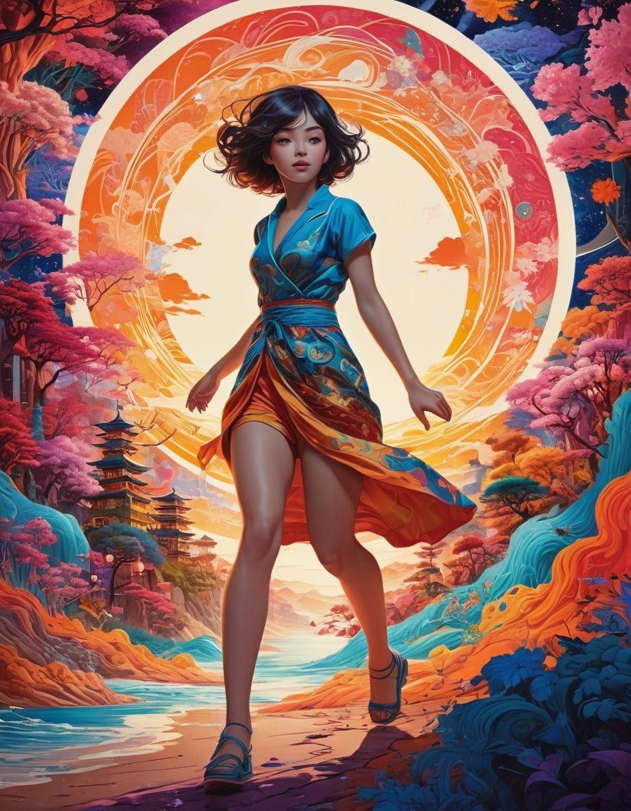 A dynamic collage illustrating the transformation of adult animation, featuring iconic manga panels transitioning into fluid motion scenes. Include characters in suggestive poses, intricate line art blending with vibrant colors, and a spotlight showcasing key historical milestones in the genre. Enhance the image with a retro-futuristic vibe and a swirling background that conveys movement and evolution. psychedelic colors. 3D. vibrant colors.